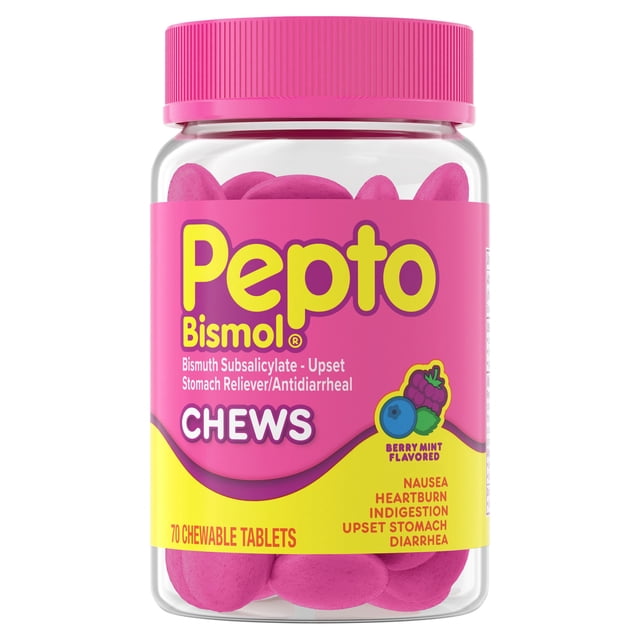 Pepto Bismol 5 - Symptom Stomach Relief, Berry Mint Chewable Tablets, 70 ct.