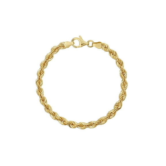 Diamond Cut Rope Chain Bracelet in 14K Gold