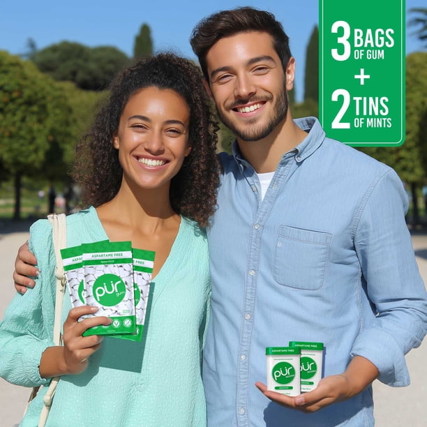 PUR Spearmint Sugar Free, Xylitol, Chewing Gum and Mints, Variety