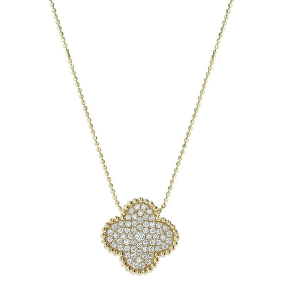 0.45 CT. TW. Round Cut Clover Diamond Pendant Necklace in 14K Gold