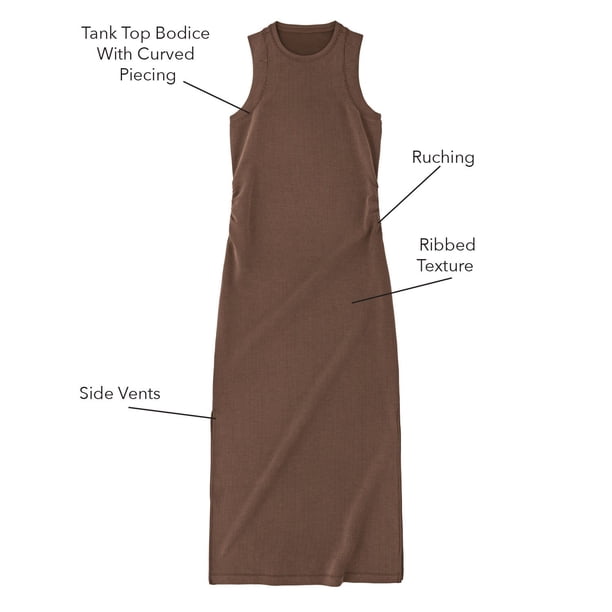 brown fitted tank dress Chocolate Side Slit Fitted Maternity Tank Dress main image 0