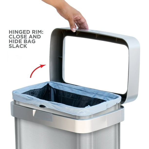 Clorox 13 Gallon Open Top Stainless Steel Trash Can with Anti