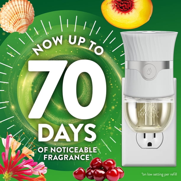 Air Wick Plug In Scented Oil Air Freshener, Sea Spray & Breeze, Sweet Peach, 1 warmer + 6 refills