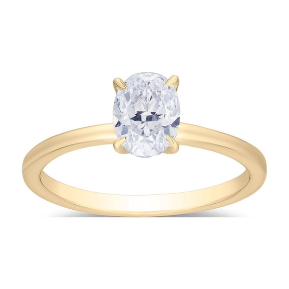 Oval Cut Solitaire Diamond Ring in 18K Gold