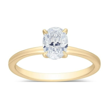Oval Cut Solitaire Diamond Ring in 18K Gold