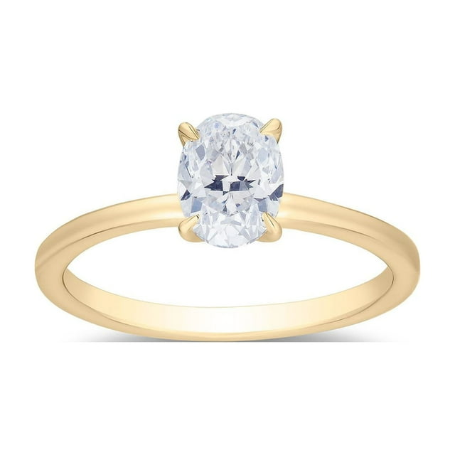 Oval Cut Solitaire Diamond Ring in 18K Gold