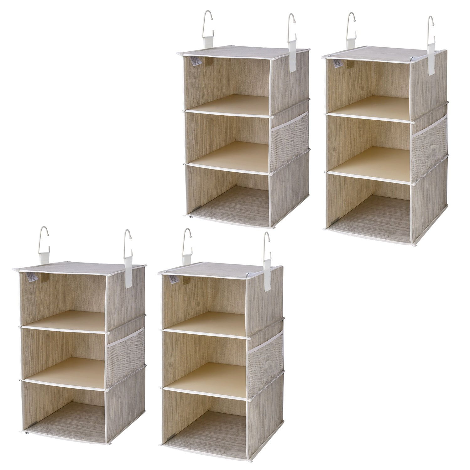 Set of 4 Attachable Three-Shelf Hanging Closet Organizers