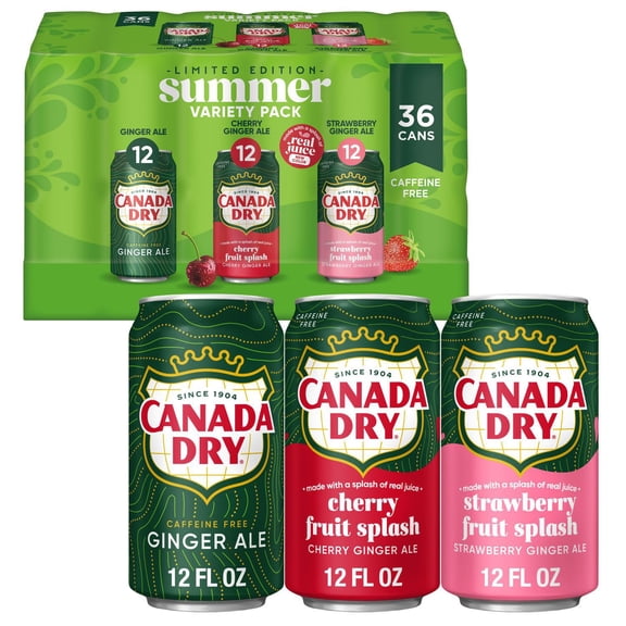 Canada Dry Ginger Ale Soda Summer Variety Pack 12 fl. oz., 36 pk.