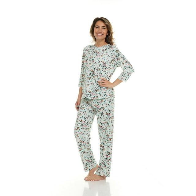Flora Nikrooz 2 Piece 3/4 Sleeve Henley PJ Set