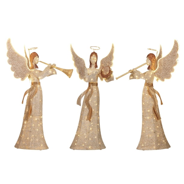 Member's Mark Pre-Lit Twinkling Angels, Set of 3 - Samsclub.com