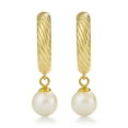thumbnail image 3 of Hoop Earrings with Hanging Freshwater Pearl Earring in 14K Gold, 3 of 4