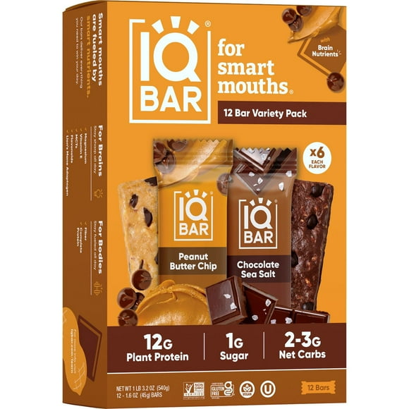 IQBAR Plant Protein Bar Variety Pack, 12 pk.