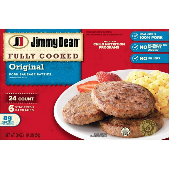 Jimmy Dean Fully Cooked Breakfast Pork Sausage Patties, 24 ct.