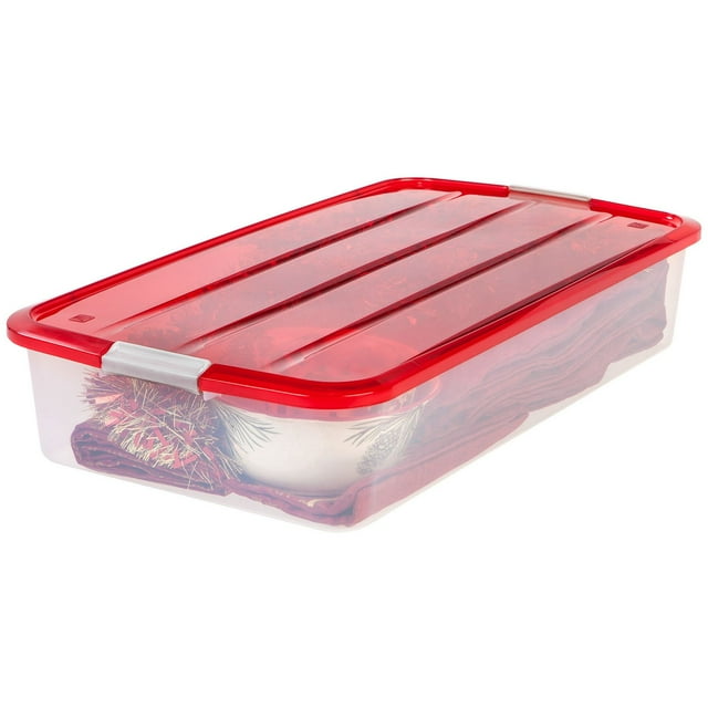 IRIS USA, 50 Quart Underbed Holiday Wrapping Paper Plastic Storage Container