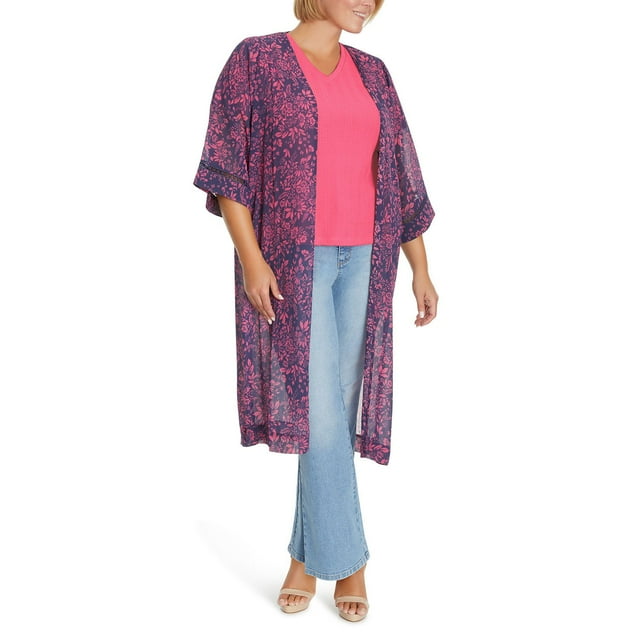 Jessica Simpson Women's Plus Floral Kimono
