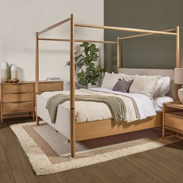 details by Becki Owens Charlotte Upholstered Canopy Wood Bed