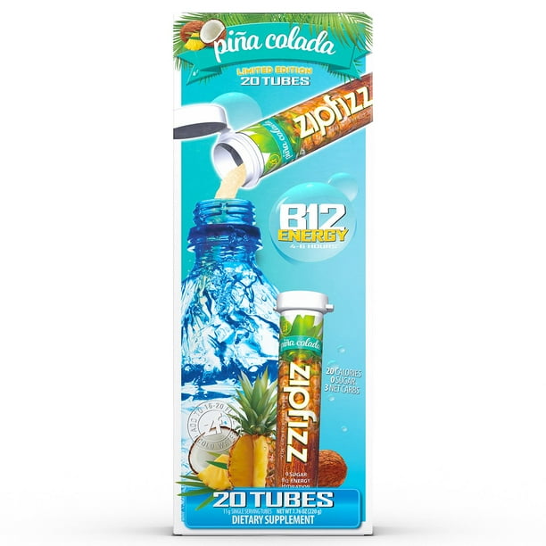 ソーダ Zipfizz Energy Multi-Vitamin Hydration Drink Mix, Pina Colada, 20