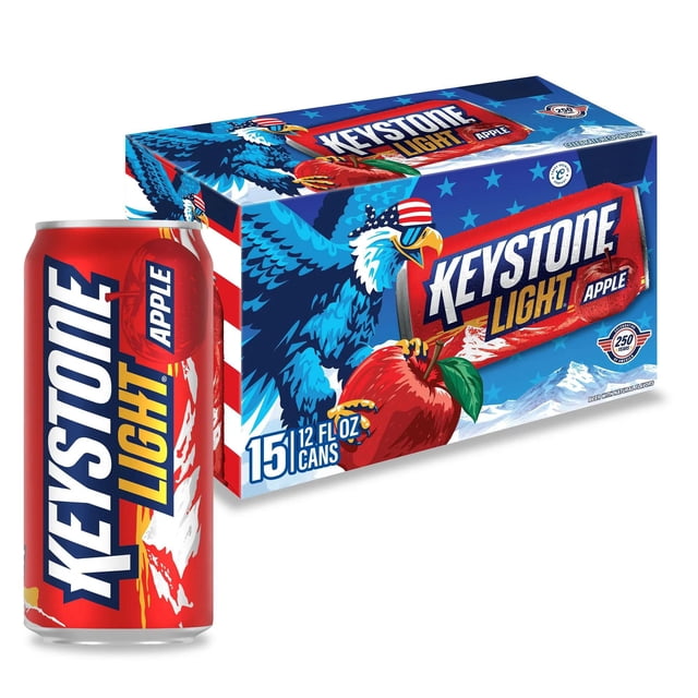 Keystone Light Apple Lager Beer, 12 fl. oz. can, 15 pk.
