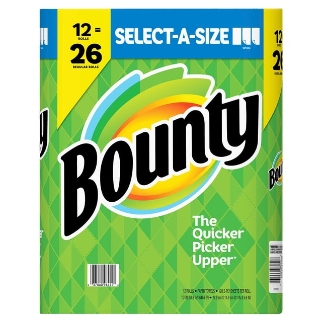 Bounty Select-A-Size Paper Towels, White (12 rolls)