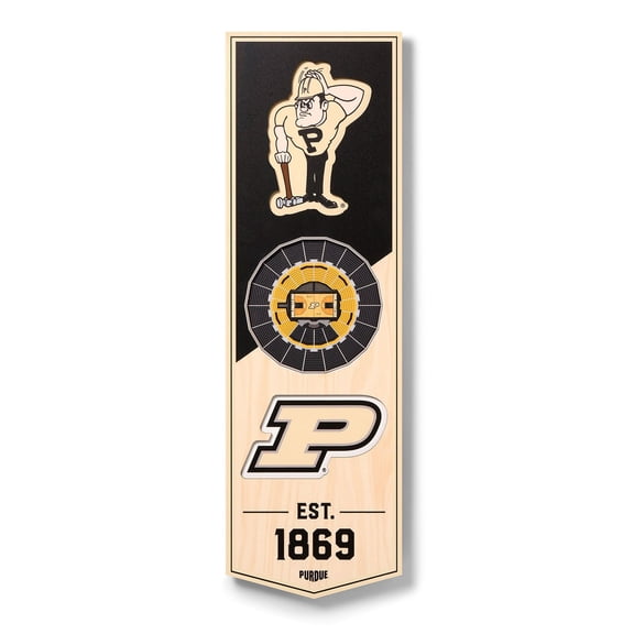 YouTheFan Purdue Boilermakers 6"x19" 3D Stadium View Banner