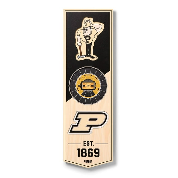 YouTheFan Purdue Boilermakers 6"x19" 3D Stadium View Banner