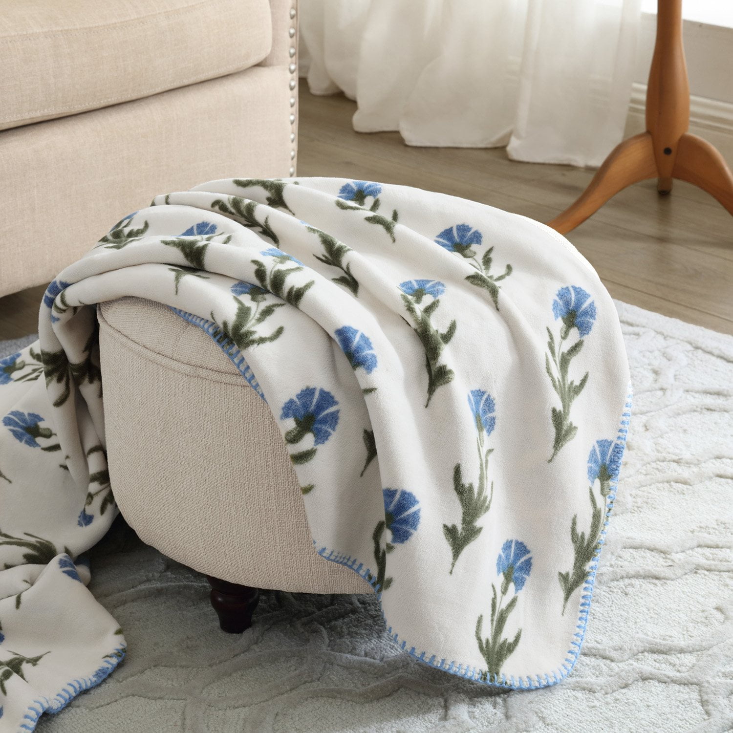 Laura Ashley Coco Plush Reversible Throw, 60