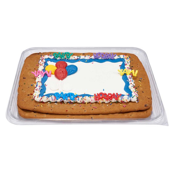 Party Balloons Half Sheet Cookie Cake, Dark Blue, Yellow, and Red Design