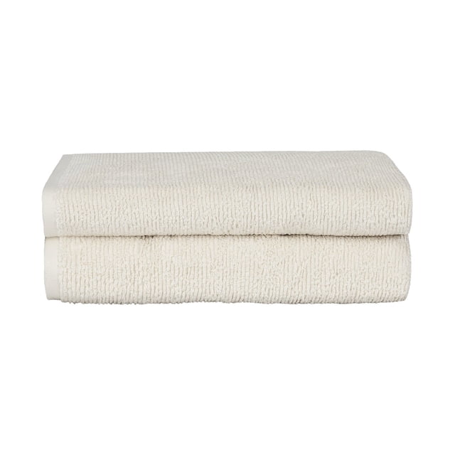 Brooklinen 2-Piece Plush Ribbed Bath Towel Bundle, 100% Turkish Cotton