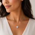 thumbnail image 7 of 0.75 C.T. TW Round Cut Heart Shaped Halo Diamond Necklace in 14K Gold, 7 of 8