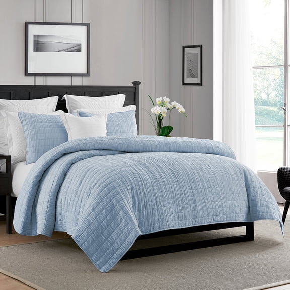 Swift Home Oversized Crinkle Enzyme Wash Quilted Coverlet, Assorted Sizes