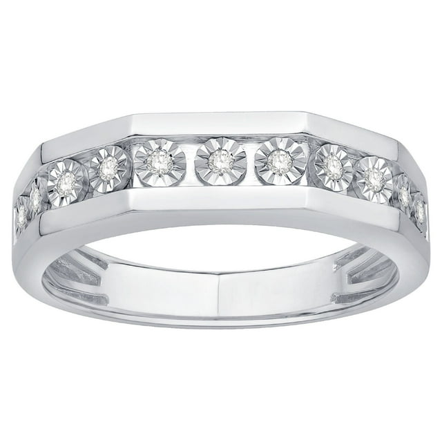 0.11 CT. T.W. Round Cut Semi Eternity Mens Diamond Band in 14K Gold