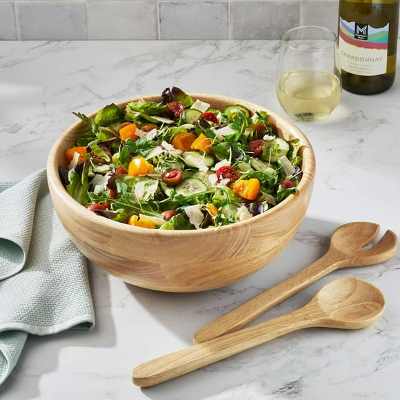 Member's Mark Rubber Wood Salad Bowl with Servers