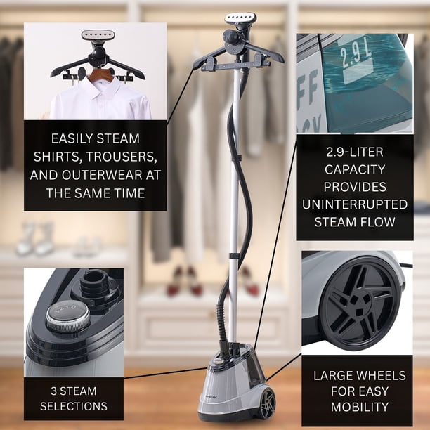 True & Tidy Full-Size Heavy Duty Commercial Garment Steamer with