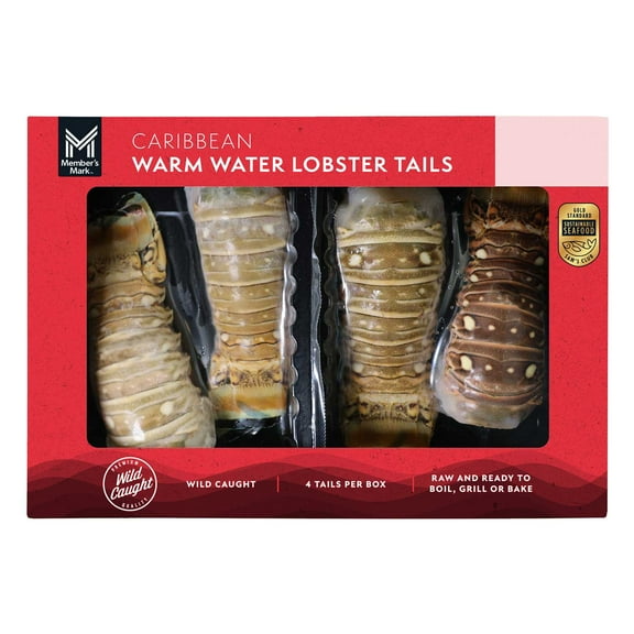 Member's Mark Wild Caught Caribbean Warm Water Lobster Tails, Frozen, 4 ct., priced per pound