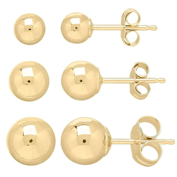 Ball Stud Earring Set in 14K Gold