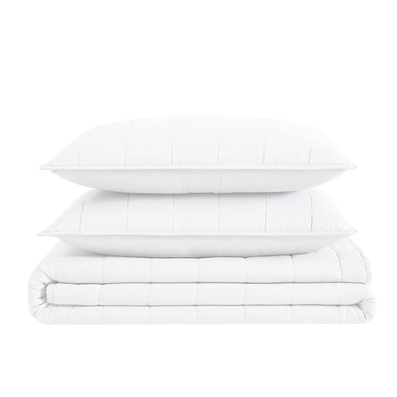London Fog Garment Wash Solid Quilt Set, Assorted Sizes