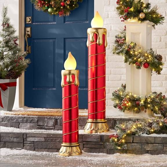 Member's Mark Pre-Lit Oversized Candlesticks, Set of 2