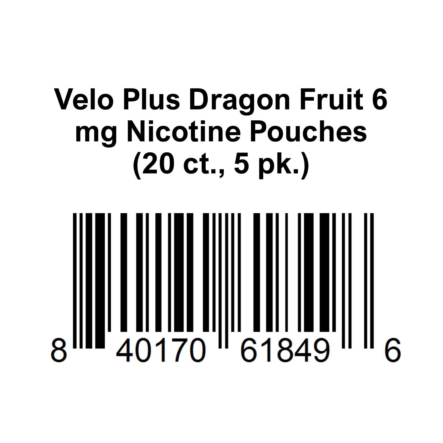 Velo Plus Dragon Fruit 6 mg Nicotine Pouches, 20 ct., 5 pk