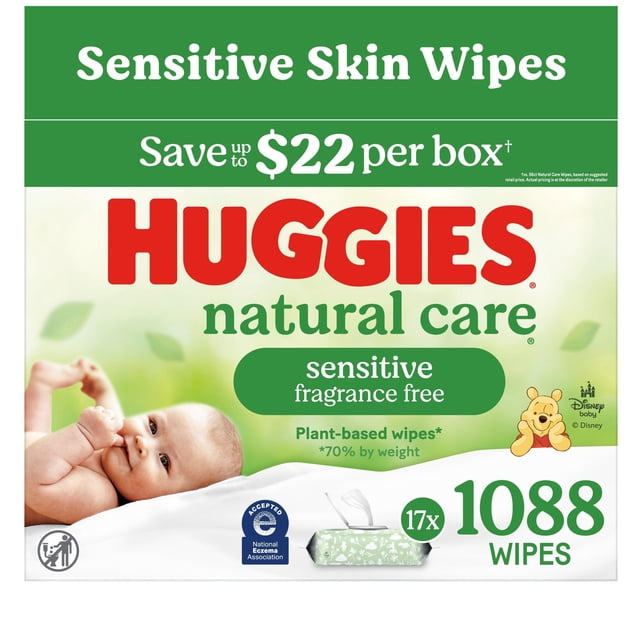 Huggies Natural Care Sensitive Baby Wipes, Fragrance Free, 17 pk., 1088 Wipes