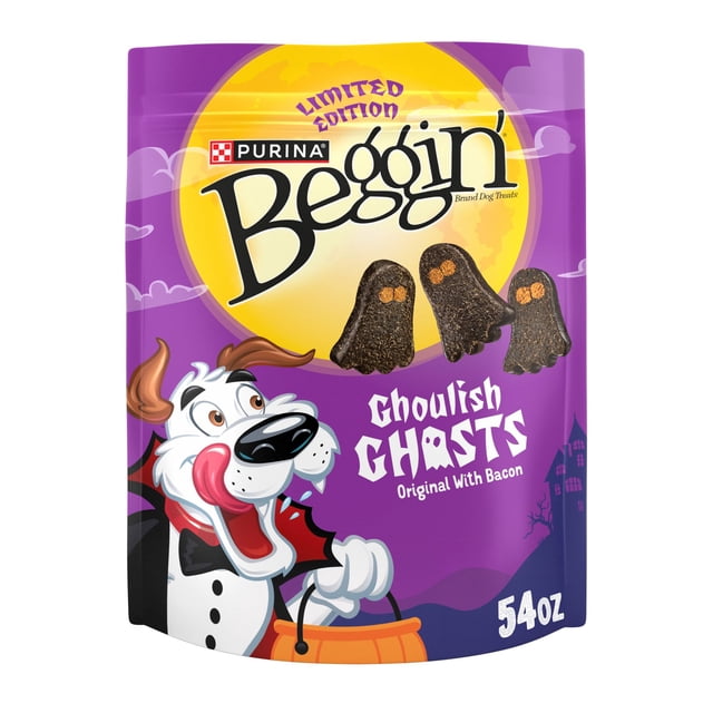 Purina Beggin’ Ghoulish Ghosts With Bacon Halloween Dog Treats, 54 oz. Pouch