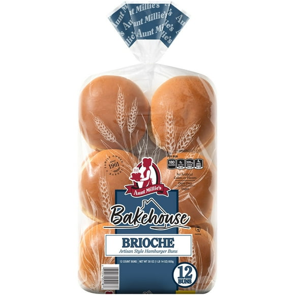 Aunt Millie's Bakehouse Artisan Style Brioche Hamburger Buns, 12 ct.
