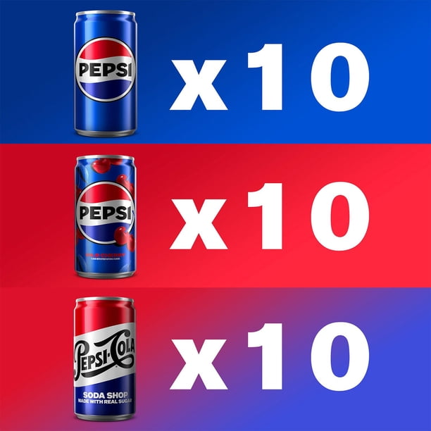 Pepsi Cola, Pepsi Wild Cherry and Pepsi Real Sugar Soda Mini