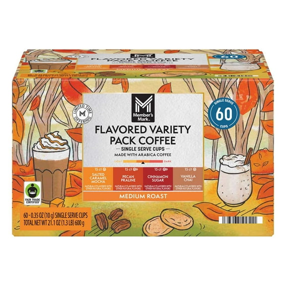 Member's Mark Medium Roast Fall Flavored Coffee Pods, Variety Pack, 60 ct.
