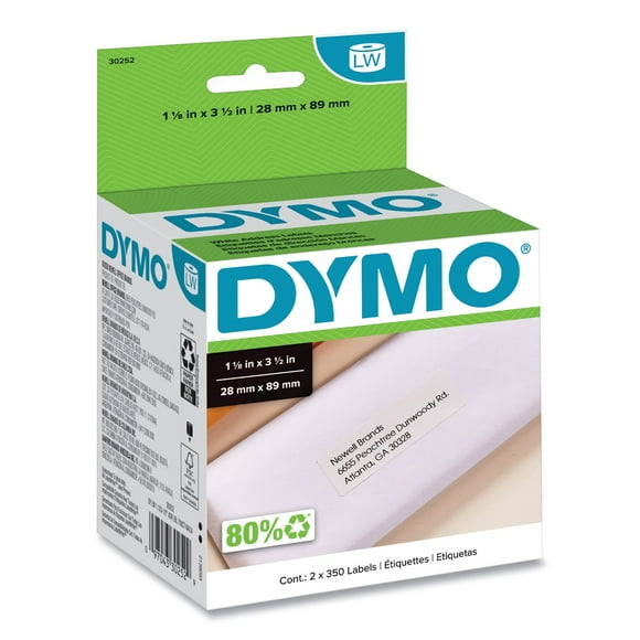 DYMO LabelWriter Address Labels, 1.12" x 3.5", White,2 Rolls/Pack