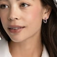 thumbnail image 5 of Lab Created Gemstone Huggie Hoop Earrings in Sterling Silver, 5 of 6