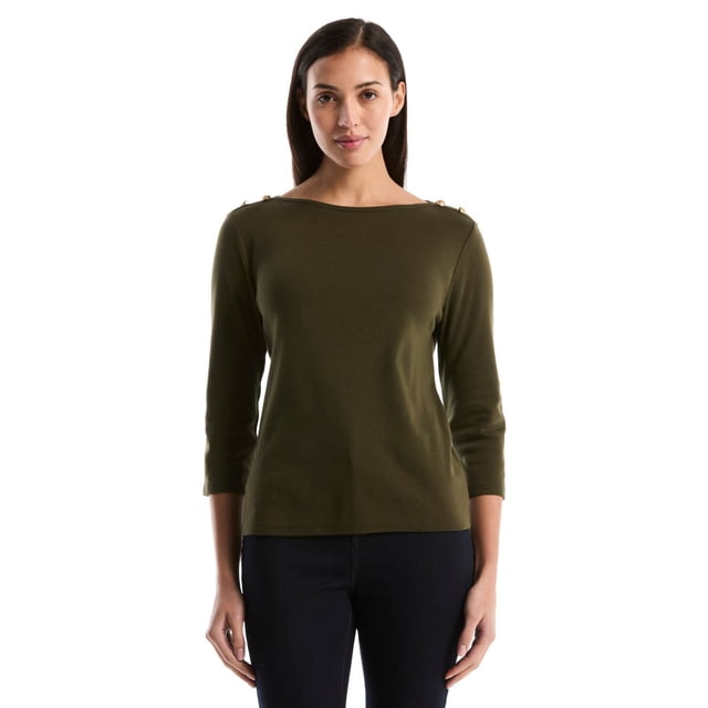 Rafaella Women's 3/4 Sleeve Boatneck Top