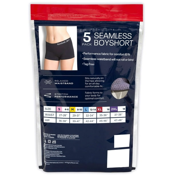 Reebok Women's 5-Pack Seamless Boyshort