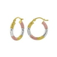 thumbnail image 1 of Diamond Cut Hoop Earrings in 14K Tri-Gold, 1 of 5