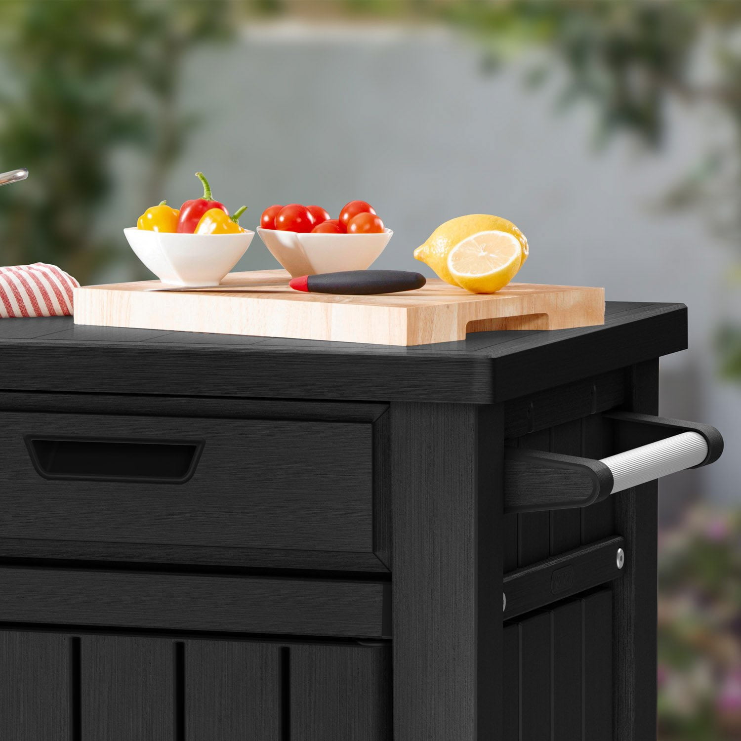 Keter Outdoor Grill Table, Buffet, Entertainment and Storage Cabinet w/ Drawers, Graphite Gray - Thumbnail 5