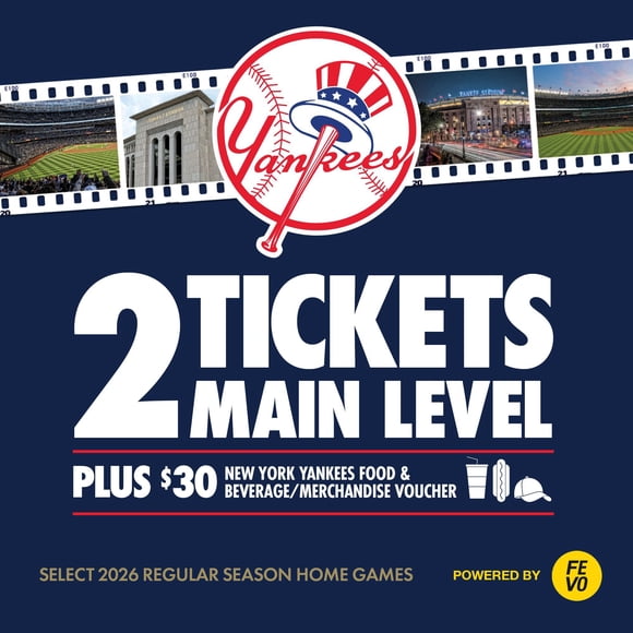 MLB New York Yankees, Two (2) Main Level Tickets + $30 Food & Beverage eVoucher